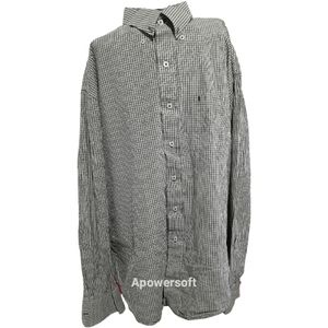 Mens Xl green and white button down shirt